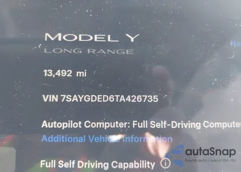 2026 Tesla Model Y Premium Rear-Wheel Drive/Standard Rear-Wheel Drive from USA, damaged, VIN 7SAYGDED6TA426735